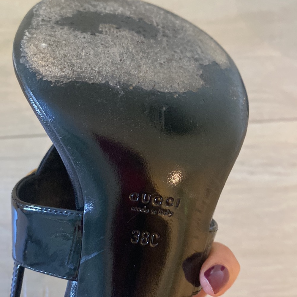 Gucci high heel horse-bit black patent sandal - Picture 7 of 12